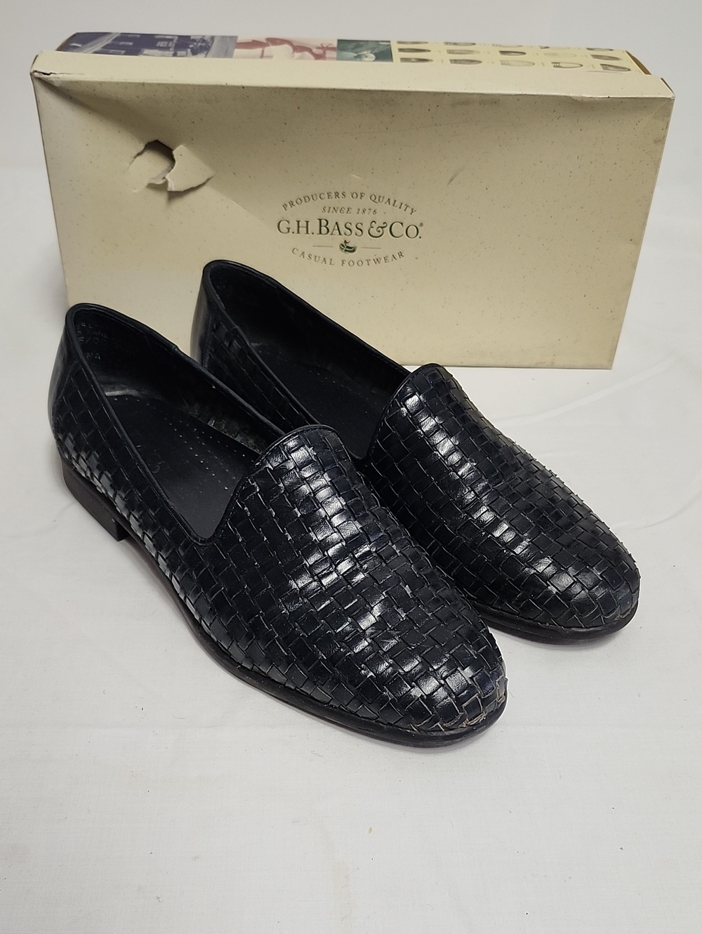 G.H. Bass & Co. Black Woven Leather Loafers